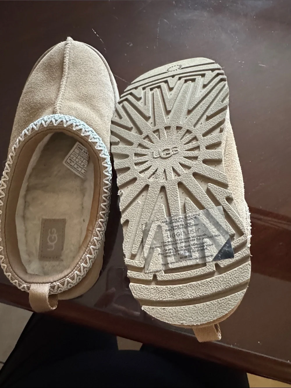 UGG Kids Chestnut/Tan Suede Plush-Lined Slippers